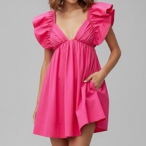FOR LOVE & LEMONS Clementine Mini Dress, Fuchsia, Large